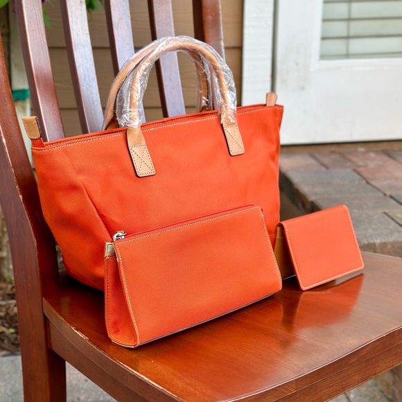 Lands’ End Nylon Orange Tote/Wallet/Pouch Bundle - NWOT - Picture 5 of 13